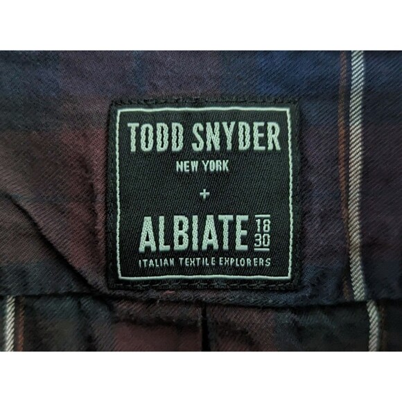 Todd Snyder X Albiate Button Down Shirt Mens Size Medium Maroon Plaid Windowpane - Picture 2 of 7